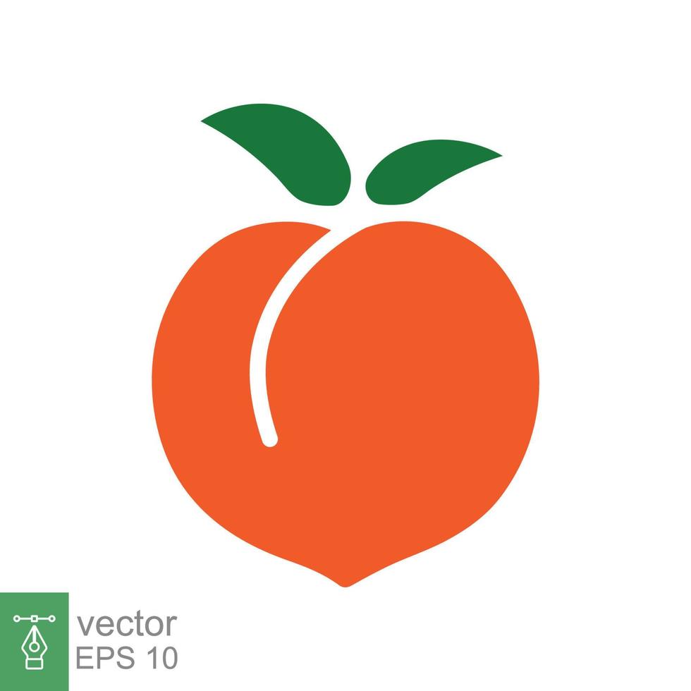 Pfirsich-Symbol. einfacher flacher Stil. frische orange pfirsiche mit grünen blättern, tropische früchte, organisch, blatt, gesundes lebensmittelkonzept. Vektor-Illustration isoliert auf weißem Hintergrund. Folge 10. vektor