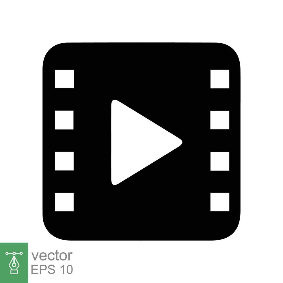 Film, Videosymbol abspielen. filmrolle, kinoskriptband, streifen, rolle, filmstreifen, unterhaltungskonzept. einfacher flacher Stil. Vektor-Illustration isoliert auf weißem Hintergrund. Folge 10. vektor