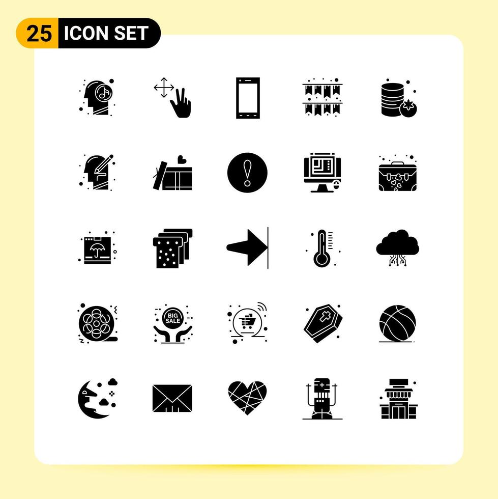stock vektor ikon packa av 25 linje tecken och symboler för huvud mataffär ipad konserverad krans redigerbar vektor design element