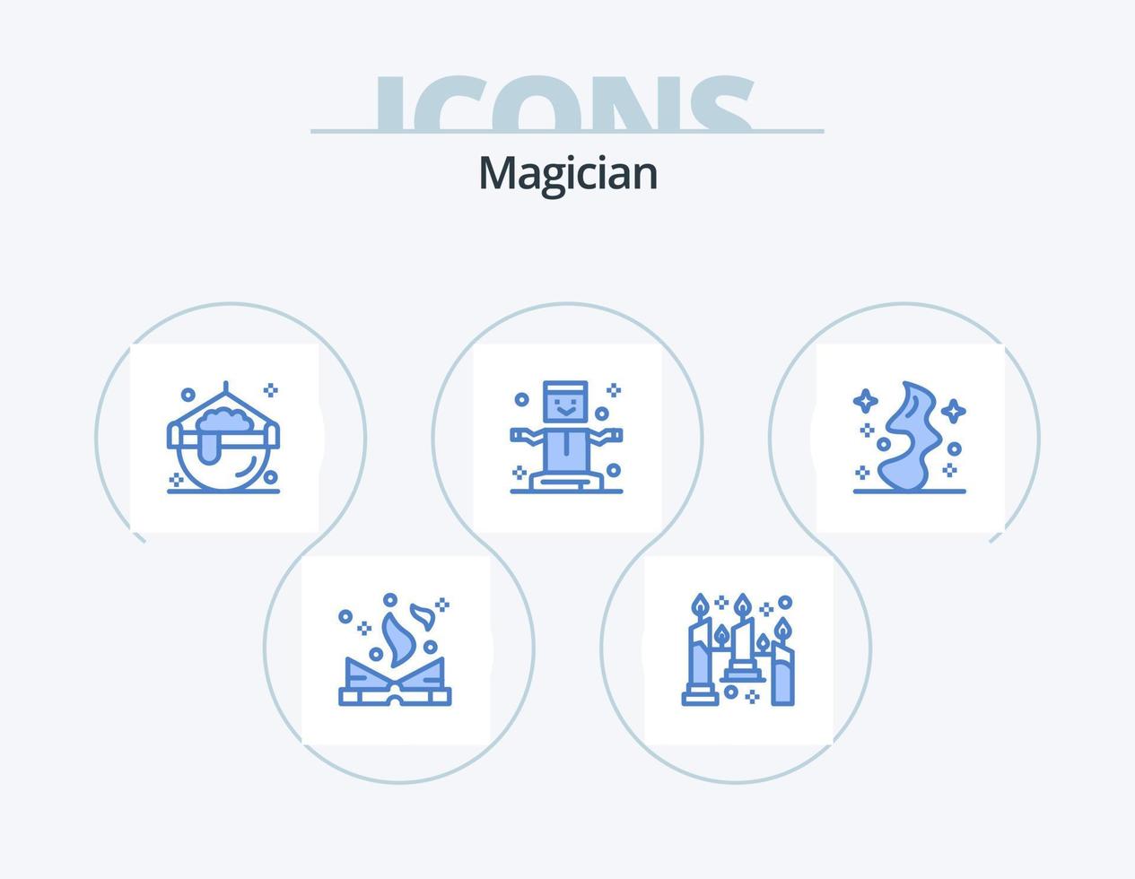 Magier blau Icon Pack 5 Icon Design. Rauch. Magie. Koch. Schweben. Unterhaltung vektor