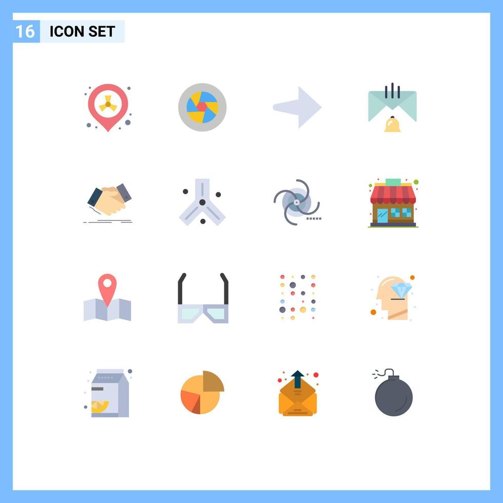 Stock Vector Icon Pack mit 16 Linienzeichen und Symbolen für Handshake Hilfe Foto E-Mail-Kommunikation editierbares Paket kreativer Vektordesign-Elemente