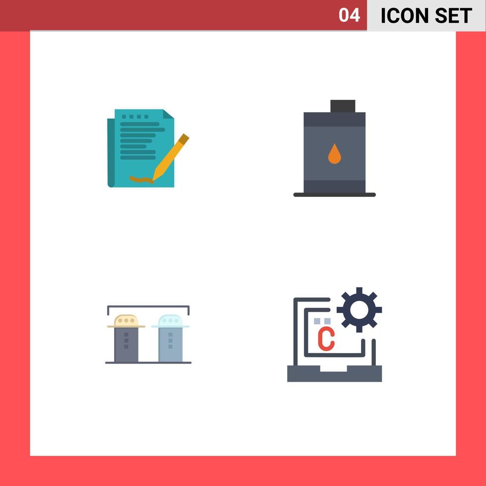 grupp av 4 platt ikoner tecken och symboler för avtal salt layout företag flaska redigerbar vektor design element