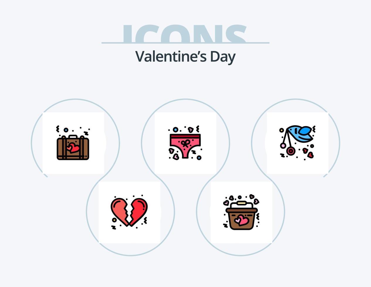 Valentinstag Linie gefüllt Icon Pack 5 Icon Design. Liebe. Netz. Feier. ux. Internet vektor