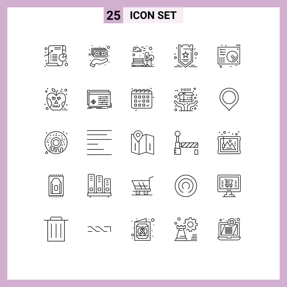 Aktienvektor-Icon-Pack mit 25 Zeilenzeichen und Symbolen für Disc-SEO-Geldoptimierungsbaum editierbare Vektordesign-Elemente vektor