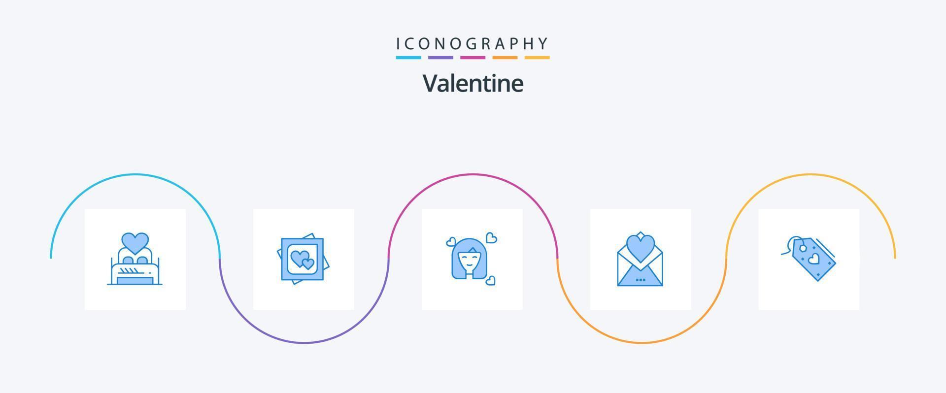 Valentine Blue 5 Icon Pack inklusive Mail. Frauen. Liebe. Benutzerbild. Person vektor