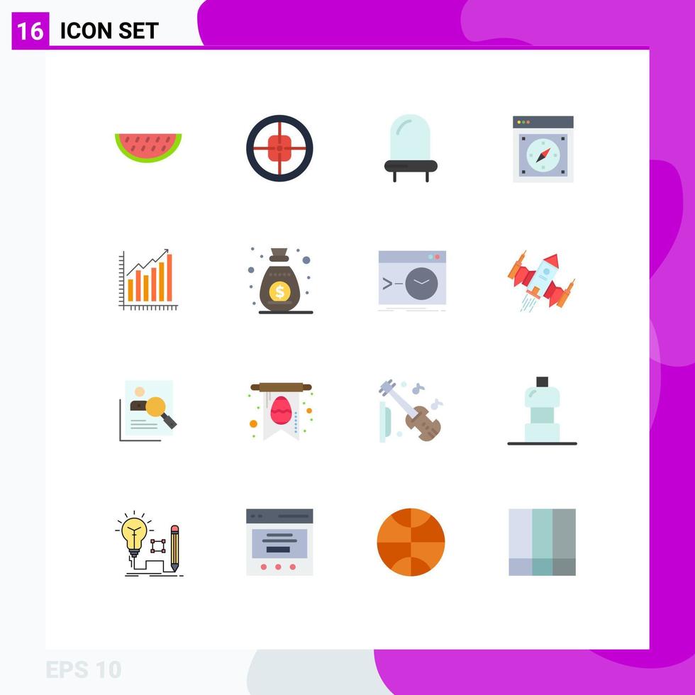 uppsättning av 16 kommersiell platt färger packa för Graf safari mål sida browser redigerbar packa av kreativ vektor design element