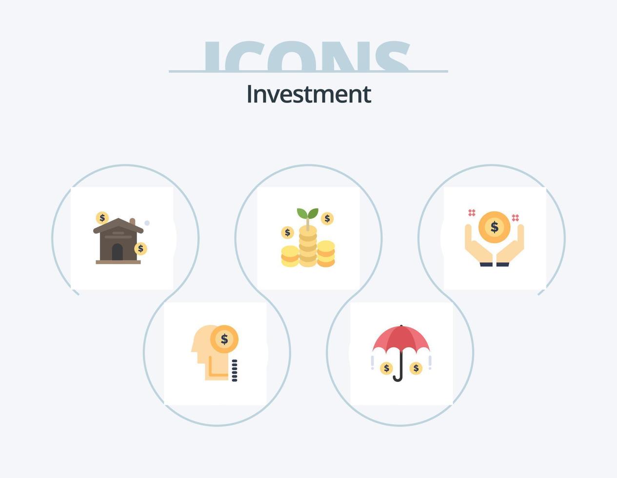 investering platt ikon packa 5 ikon design. hand. investering. egendom. företag. investering vektor