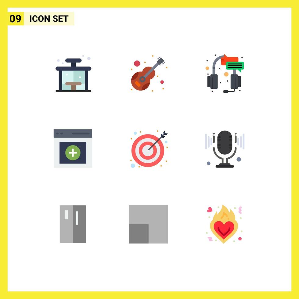 9 universell platt Färg tecken symboler av användare gränssnitt fiol kommunikation service redigerbar vektor design element