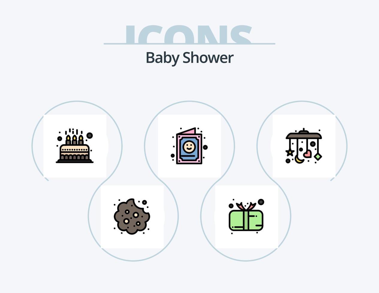 bebis dusch linje fylld ikon packa 5 ikon design. unge. familj. unge. bebis. unge vektor