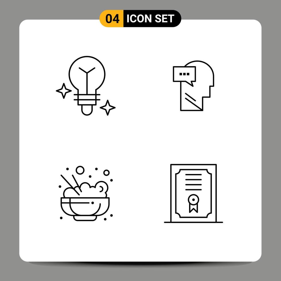 satz von 4 modernen ui-symbolen symbole zeichen für birnenreis geist kopf grad editierbare vektordesignelemente vektor