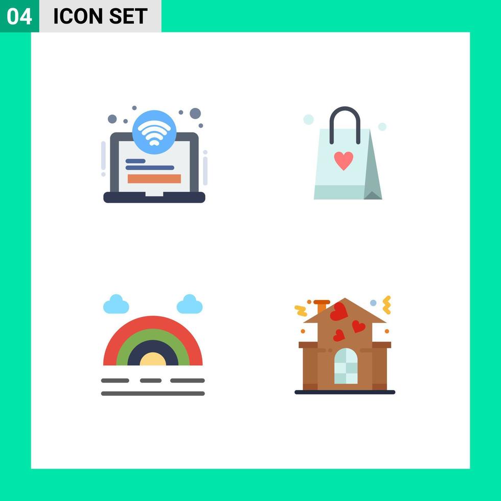 redigerbar vektor linje packa av 4 enkel platt ikoner av område väder wiFi kärlek Hem redigerbar vektor design element