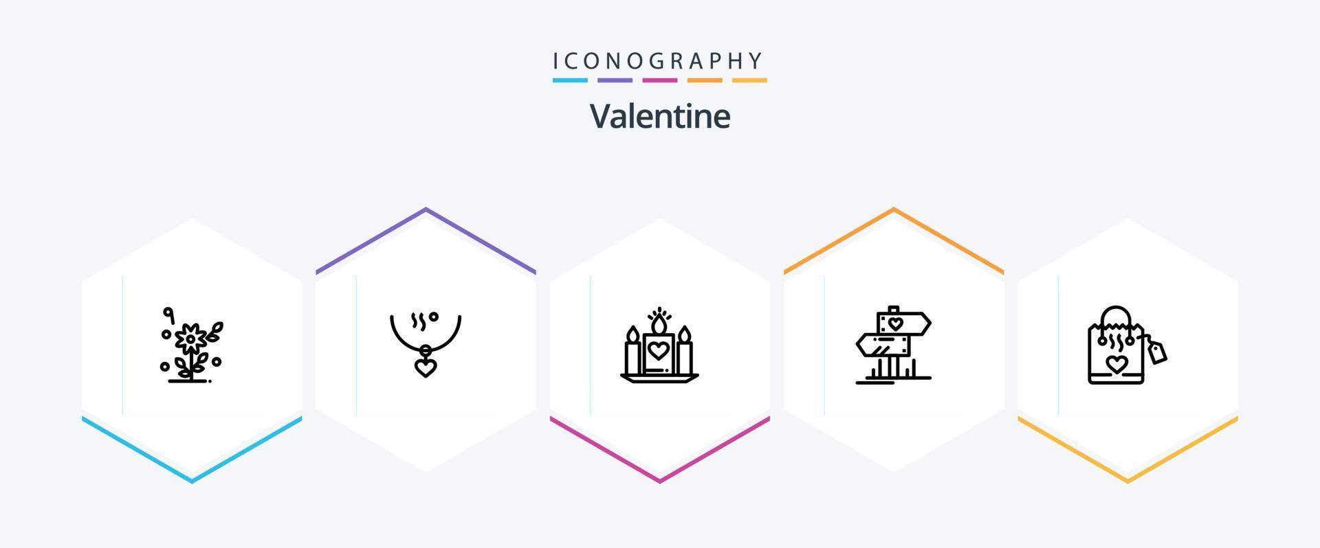 valentine 25 linje ikon packa Inklusive ljus. dag. amulett. alla hjärtans dag. bröllop vektor