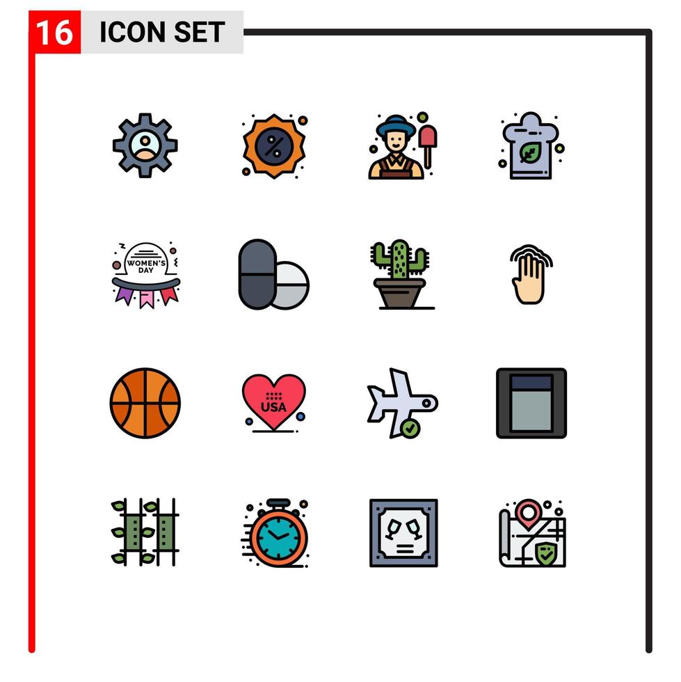 uppsättning av 16 modern ui ikoner symboler tecken för mödrar dag jordbrukare kök mat redigerbar kreativ vektor design element