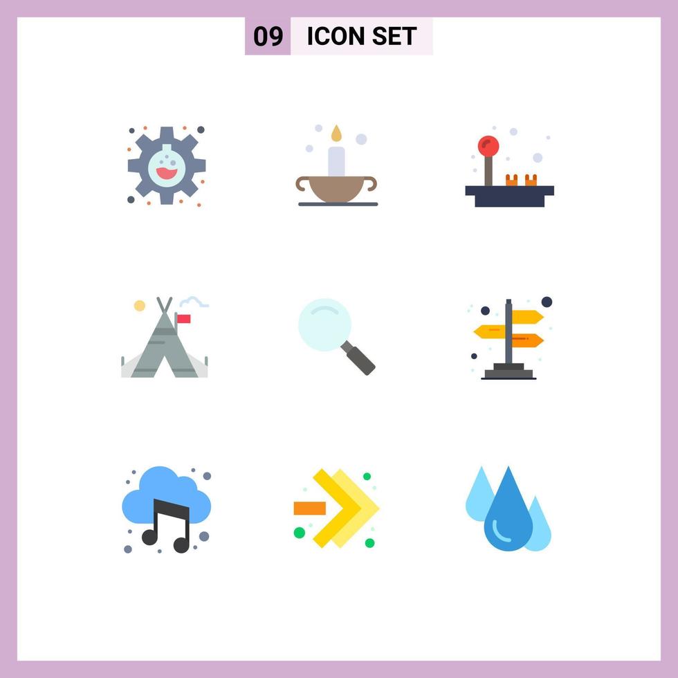 uppsättning av 9 modern ui ikoner symboler tecken för se amerikan joystick läger tält fri redigerbar vektor design element