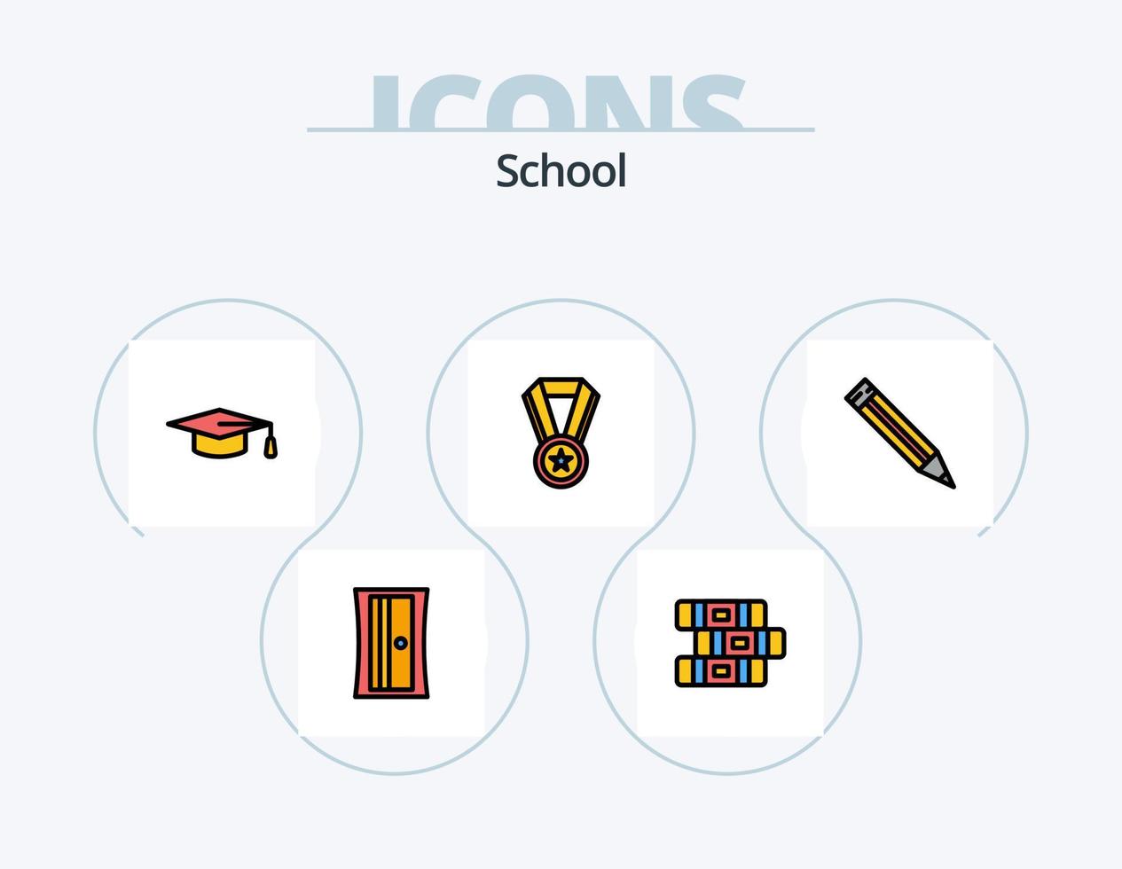 Schullinie gefüllt Icon Pack 5 Icon Design. . lernen. Bildung. Bildung. stationär vektor