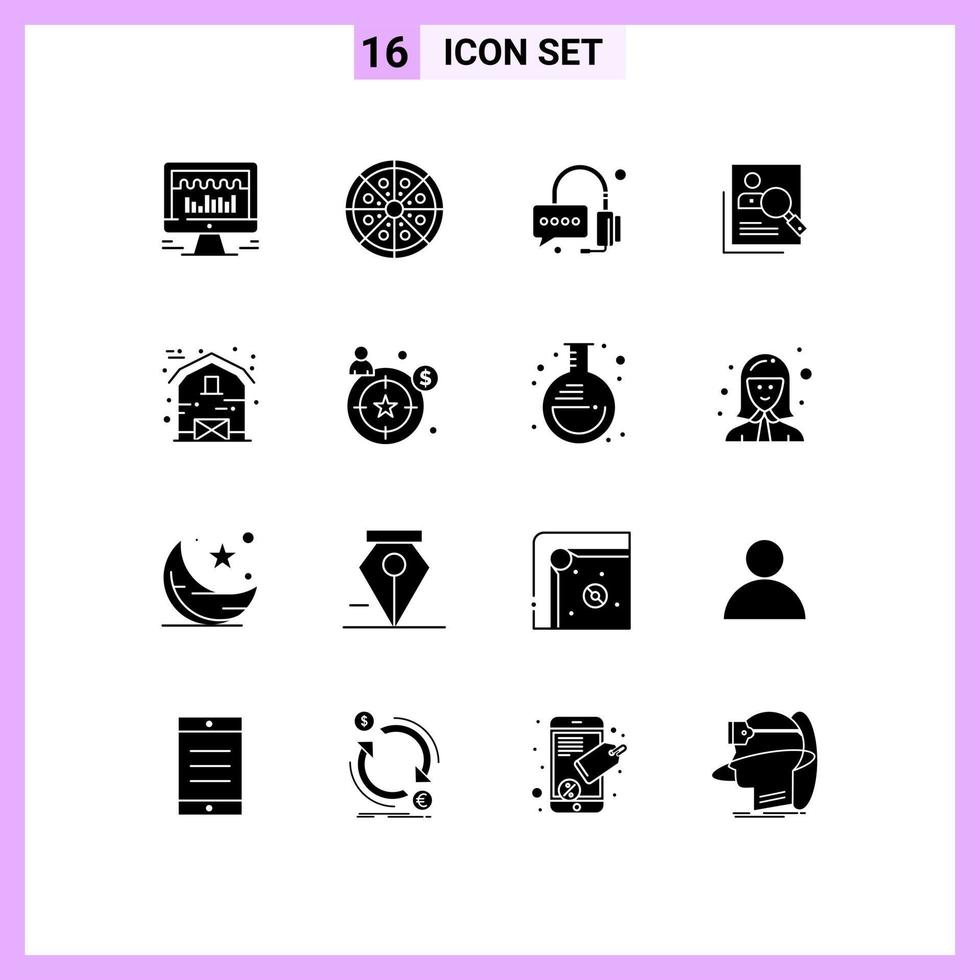 Aktienvektor-Icon-Pack mit 16 Linienzeichen und Symbolen für Ressourcenjagdscheiben menschlicher Mitarbeiter editierbare Vektordesign-Elemente vektor