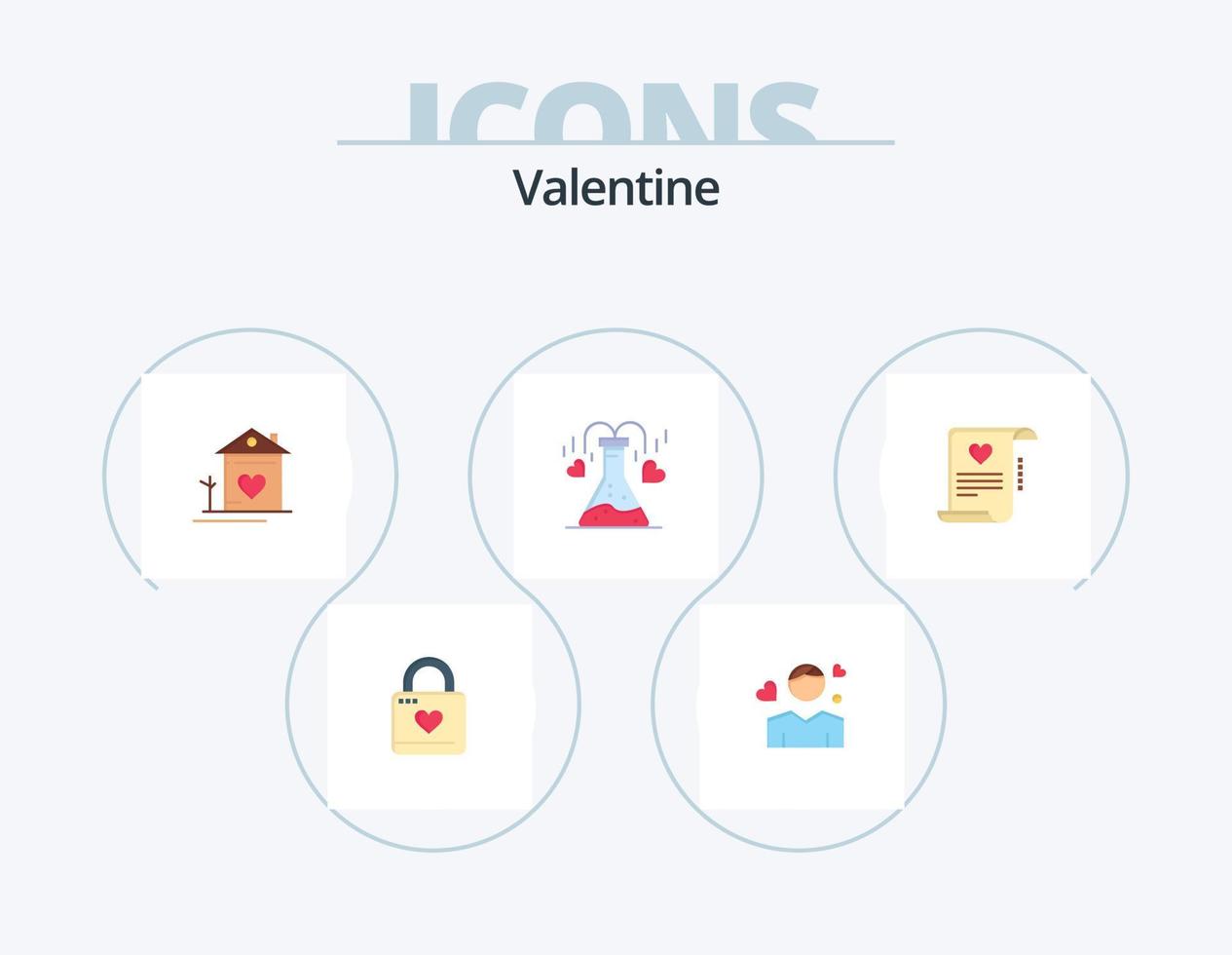 valentine platt ikon packa 5 ikon design. kärlek. alla hjärtans dag. kärlek. alla hjärtans dag. person vektor