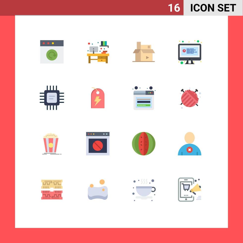 modern uppsättning av 16 platt färger pictograph av enheter chip digital chatt uppkopplad redigerbar packa av kreativ vektor design element