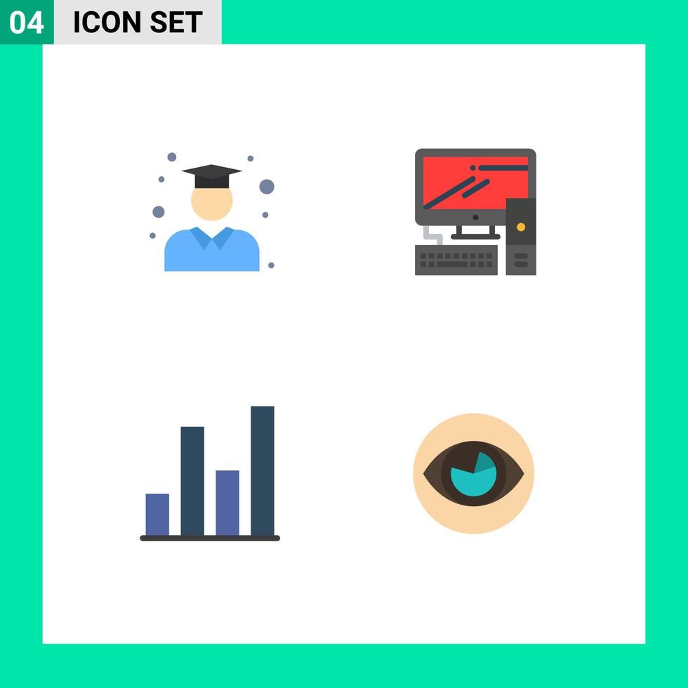 4 platt ikon begrepp för webbplatser mobil och appar utbildning Diagram skola kontor syn redigerbar vektor design element