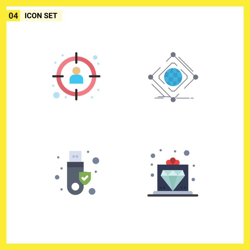 uppsättning av 4 modern ui ikoner symboler tecken för förvaltning webb mål global signatur redigerbar vektor design element