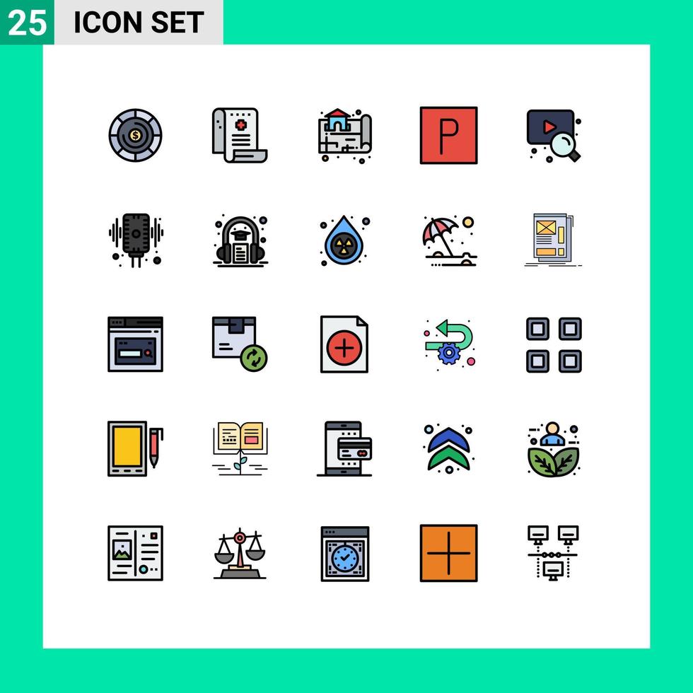 användare gränssnitt packa av 25 grundläggande fylld linje platt färger av Sök webb egendom tecken parkera redigerbar vektor design element