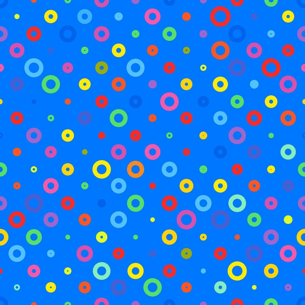 blå bakgrund tyg med färgad cirklar sömlös mönster vektor