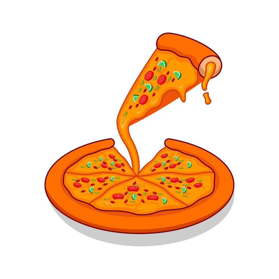 Pizza-Element-Illustration, geeignet für Post-Element-Anforderungen in sozialen Medien vektor