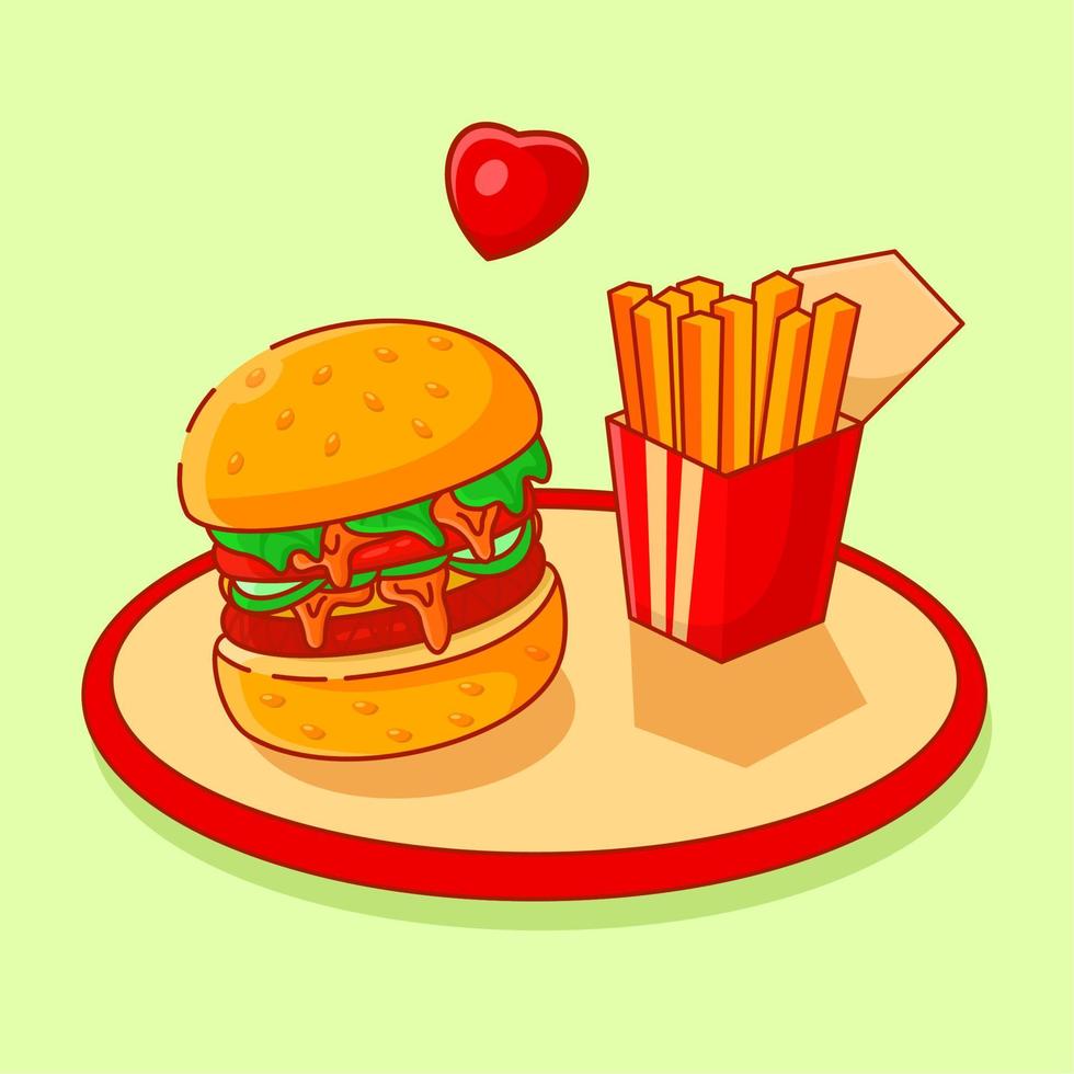 burger och frites meny, passande för de behov av social media posta element vektor