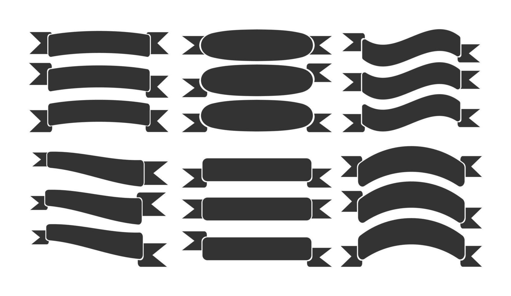 uppsättning av 18 enkel baner märka band. silhuett text ram element vektor