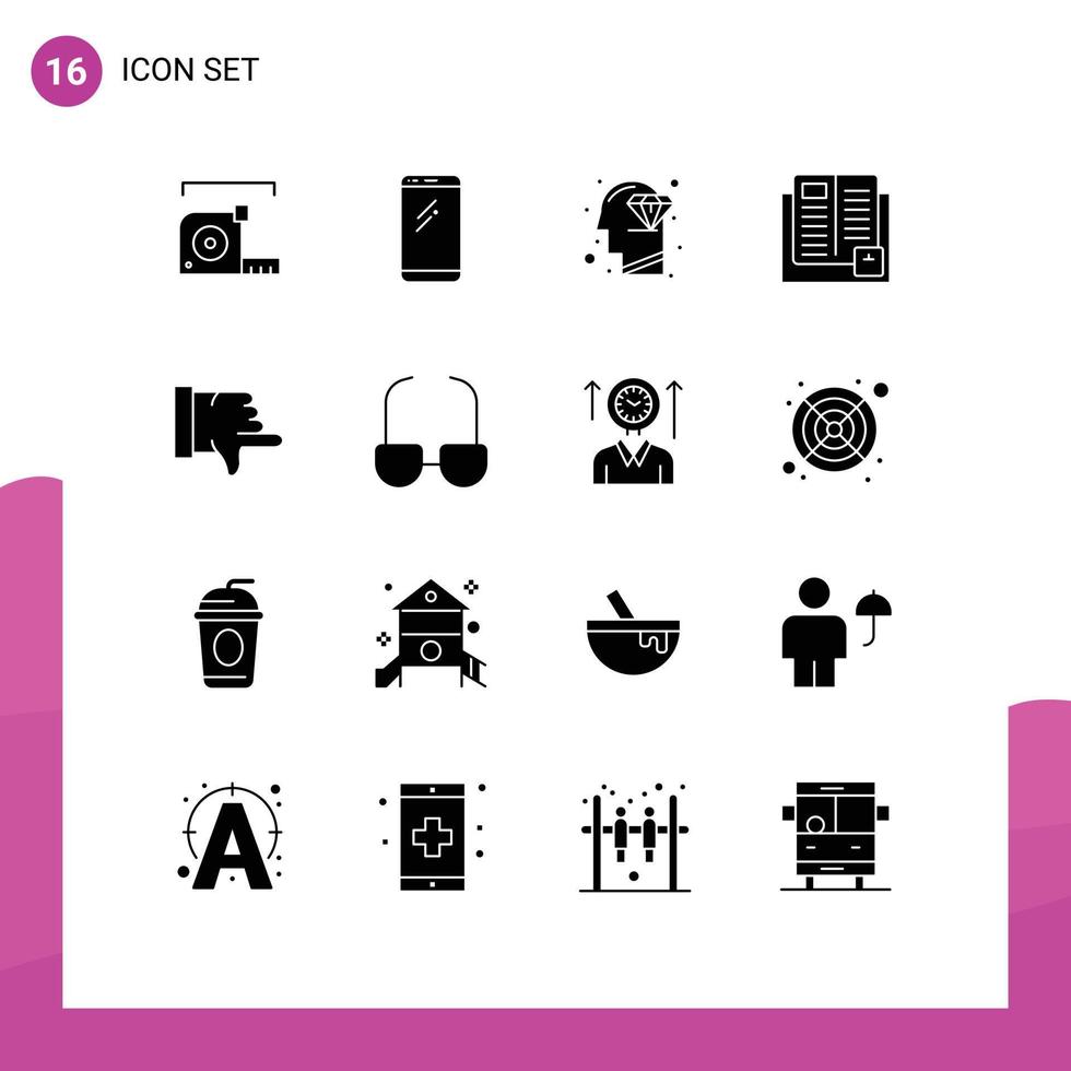 16 universell fast glyfer uppsättning för webb och mobil tillämpningar inlärning utbildning android bok sinne redigerbar vektor design element