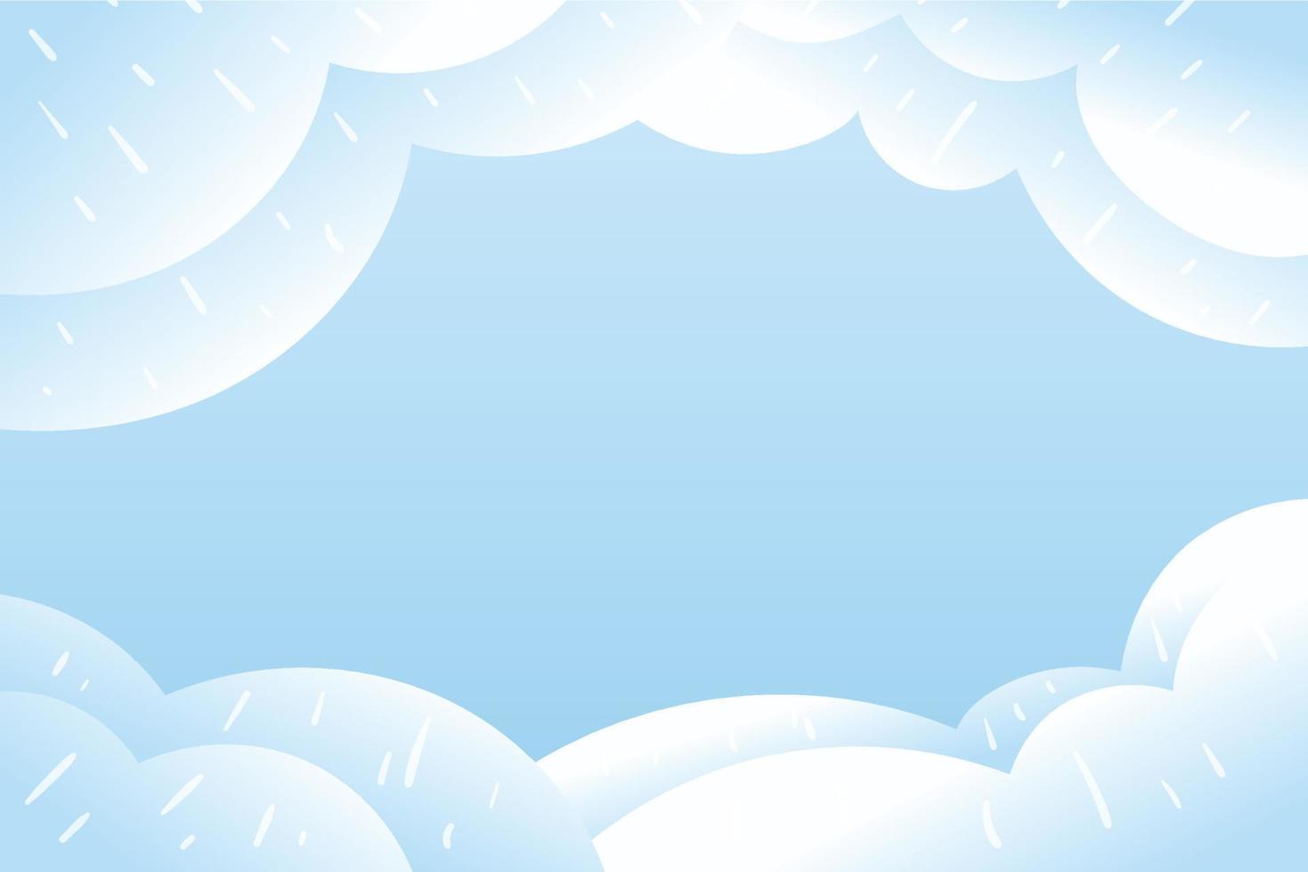 abstrakte Vektorhintergrundschablone mit Karikaturwolkenrahmen auf blauem Himmel. vektor