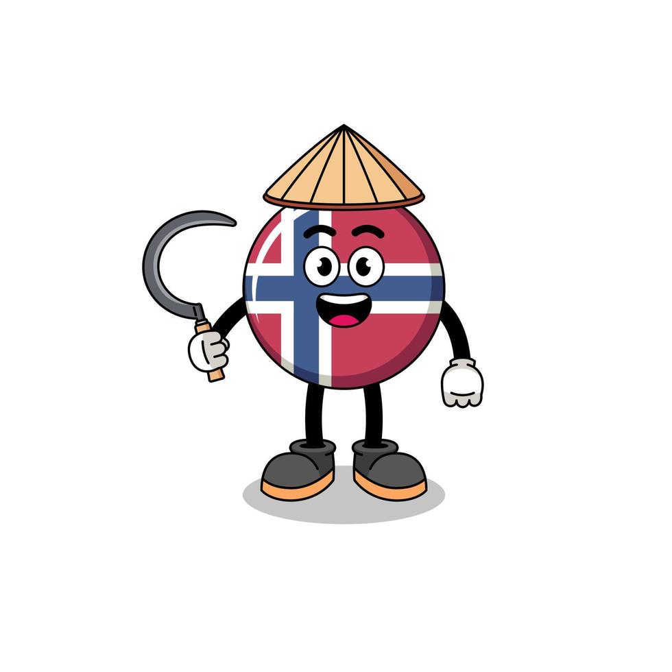 illustration av Norge flagga som ett asiatisk jordbrukare vektor