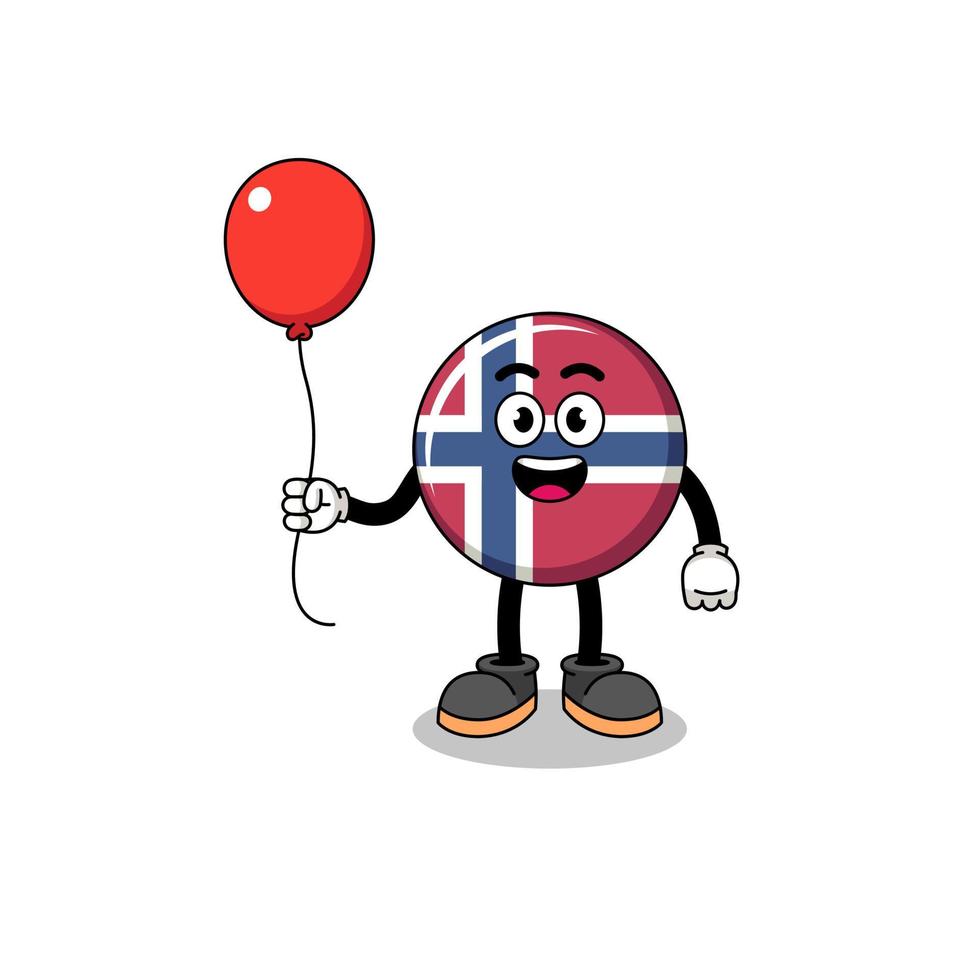 tecknad serie av Norge flagga innehav en ballong vektor