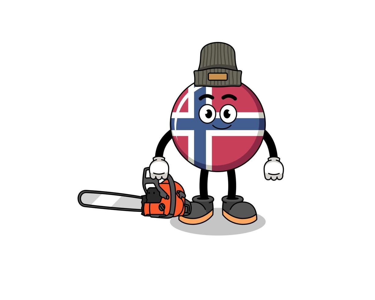 Norge flagga illustration tecknad serie som en skogsarbetare vektor