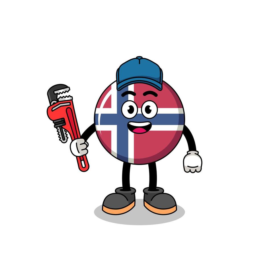 norwegen-flaggenillustrationskarikatur als klempner vektor