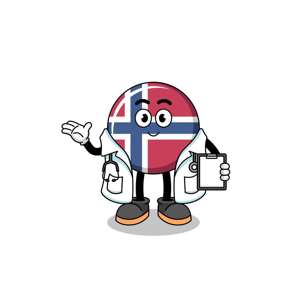 Cartoon-Maskottchen des norwegischen Flaggenarztes vektor