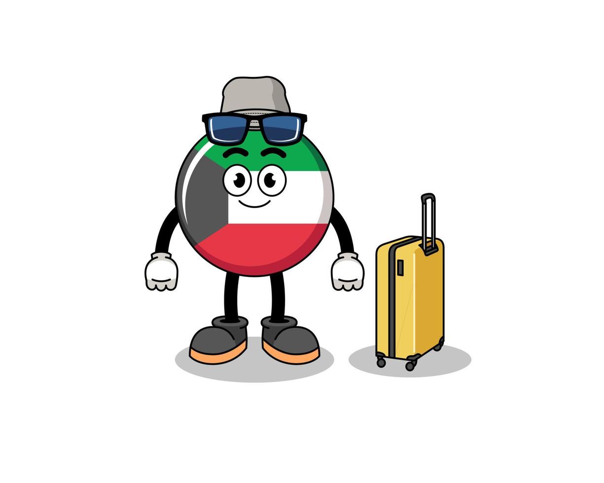 kuwait-flaggenmaskottchen, das urlaub macht vektor