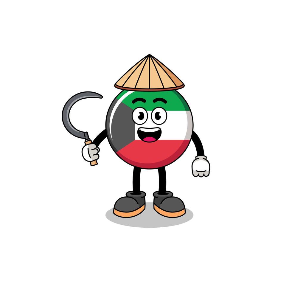 Illustration der Kuwait-Flagge als asiatischer Bauer vektor
