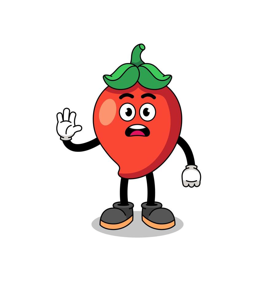 chili peppar tecknad serie illustration håller på med sluta hand vektor