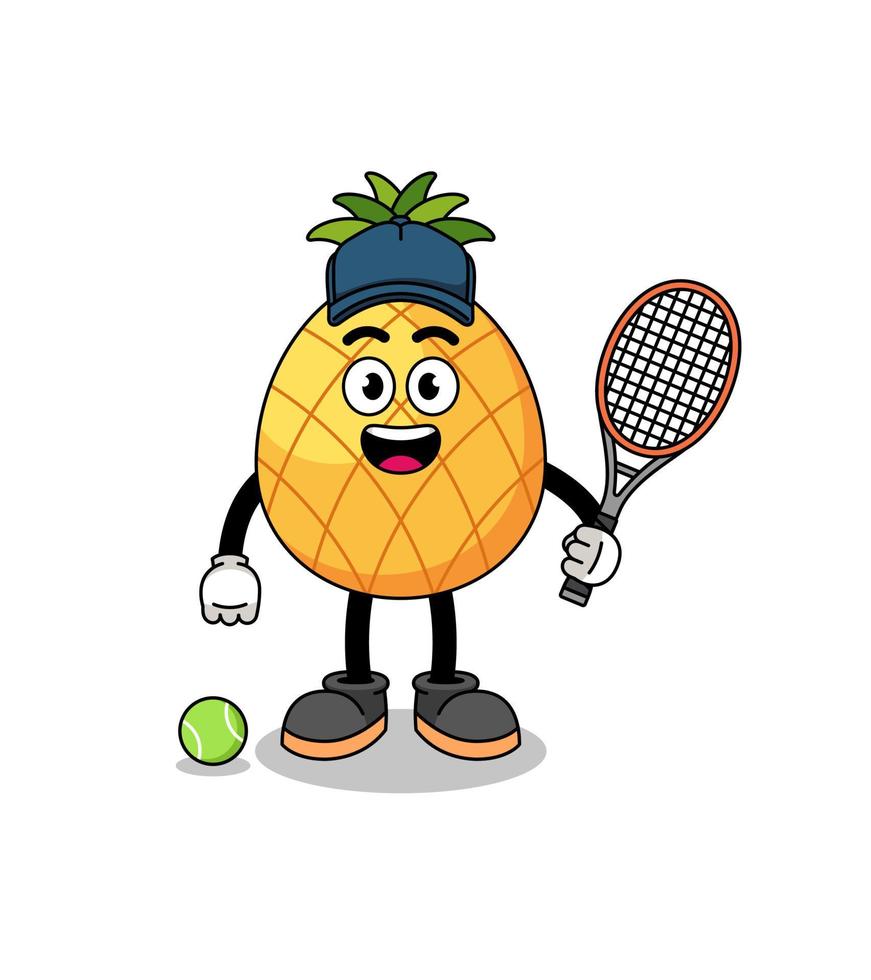 ananas illustration som en tennis spelare vektor