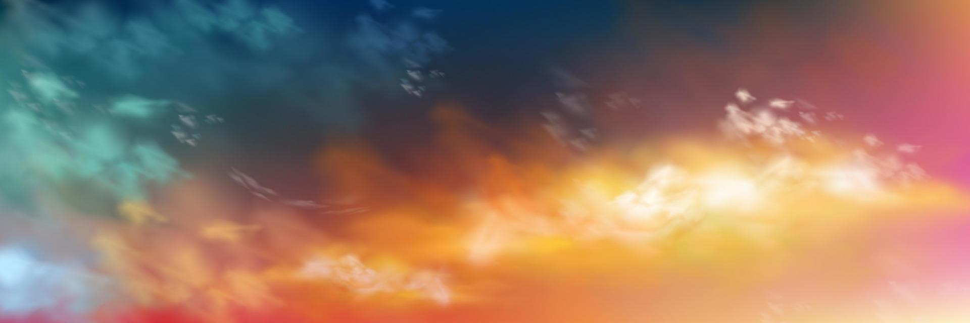solnedgång himmel med realistisk moln textur vektor