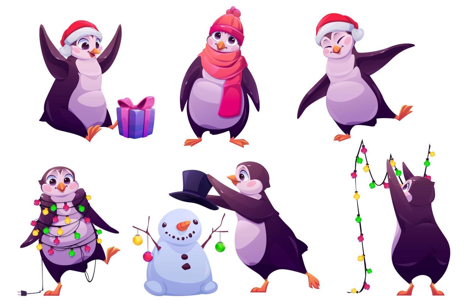 niedlicher pinguincharakter feiert weihnachten vektor