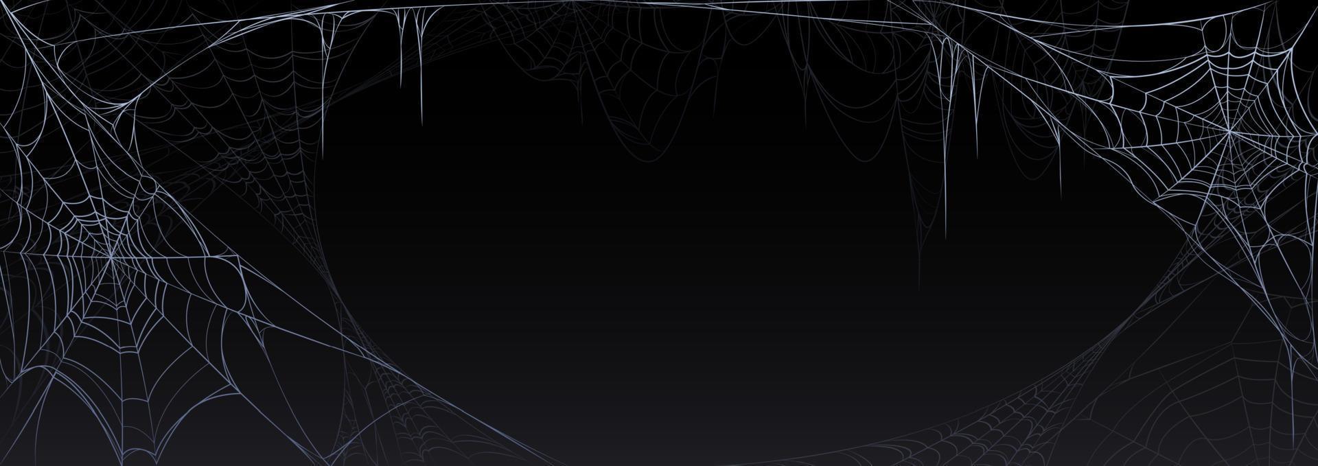 realistisk Spindel webb isolerat på svart bakgrund vektor