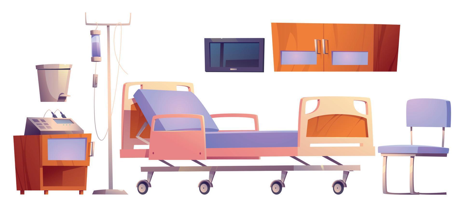 sjukhus avdelning möbel, justerbar säng vektor