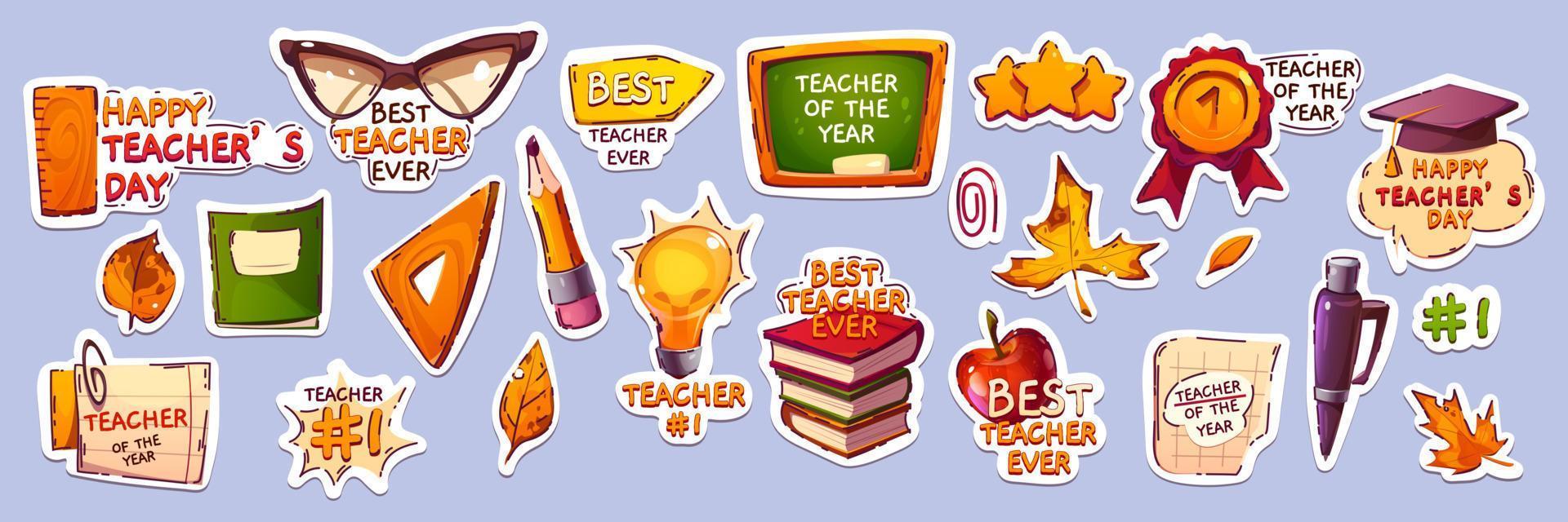 Happy Teacher Day Sticker Pack Vektor Patches Set