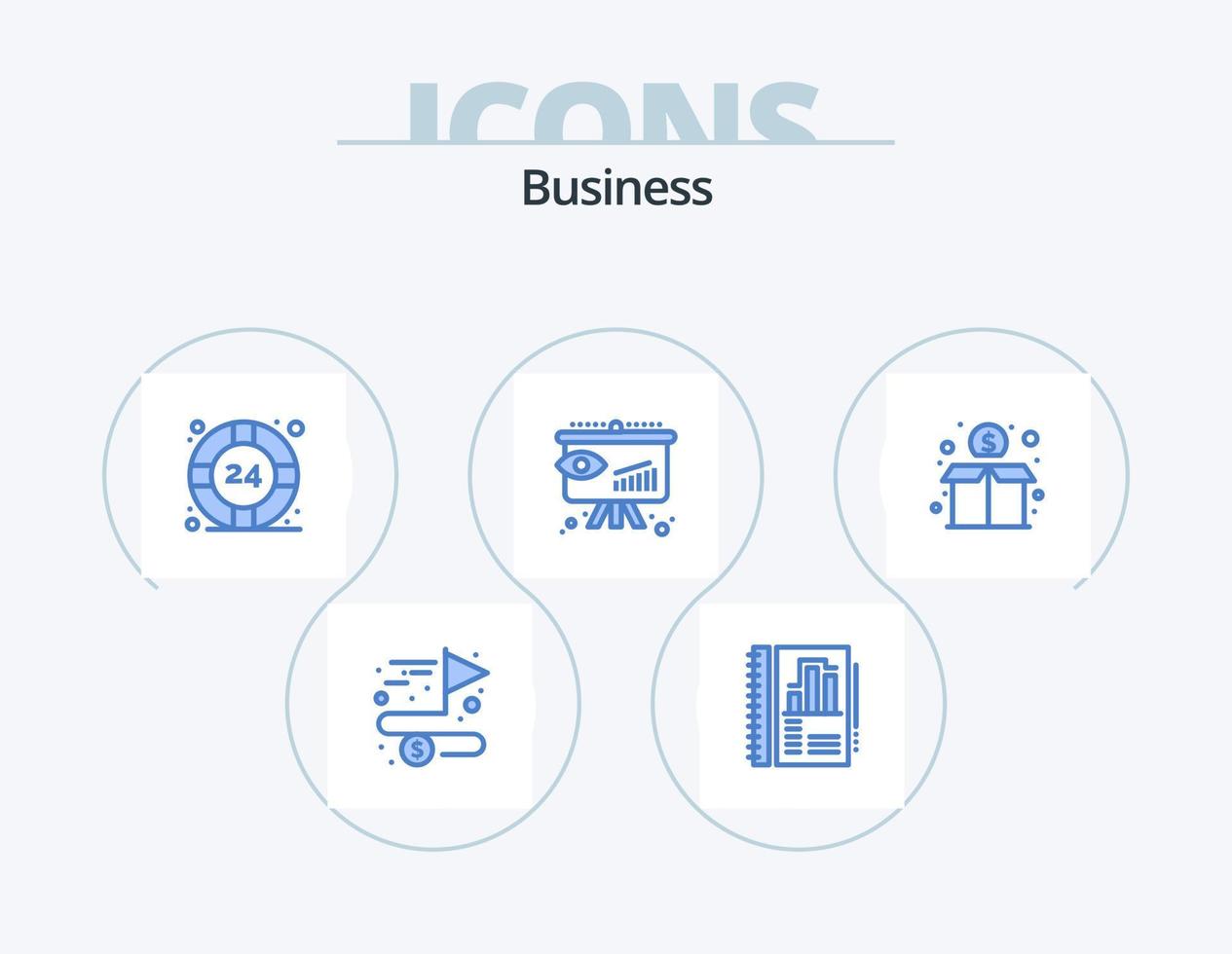 Geschäft blau Icon Pack 5 Icon-Design. Spende. Strategie. Hilfe. Einblick. Geschäft vektor
