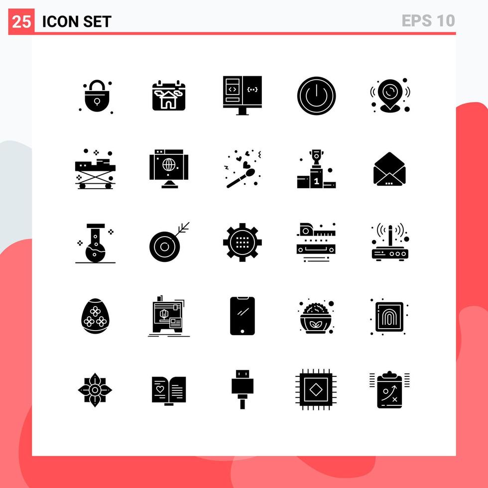 25 kreative Symbole moderne Zeichen und Symbole der Pin-Power-Codierung auf grundlegenden editierbaren Vektordesign-Elementen vektor