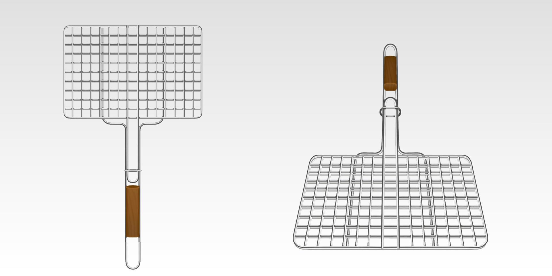 Grillrost, Grillkorb mit Holzgriff vektor