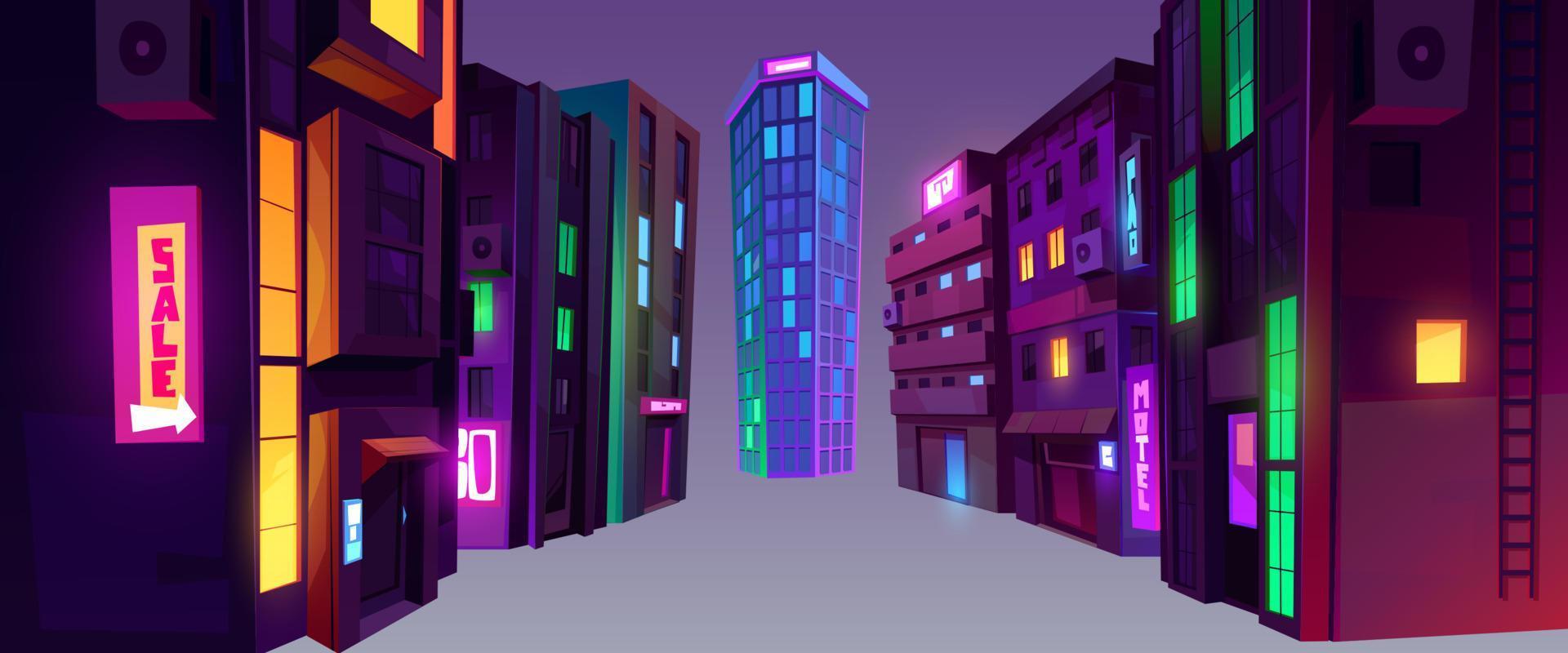 stad byggnader på natt i perspektiv se vektor