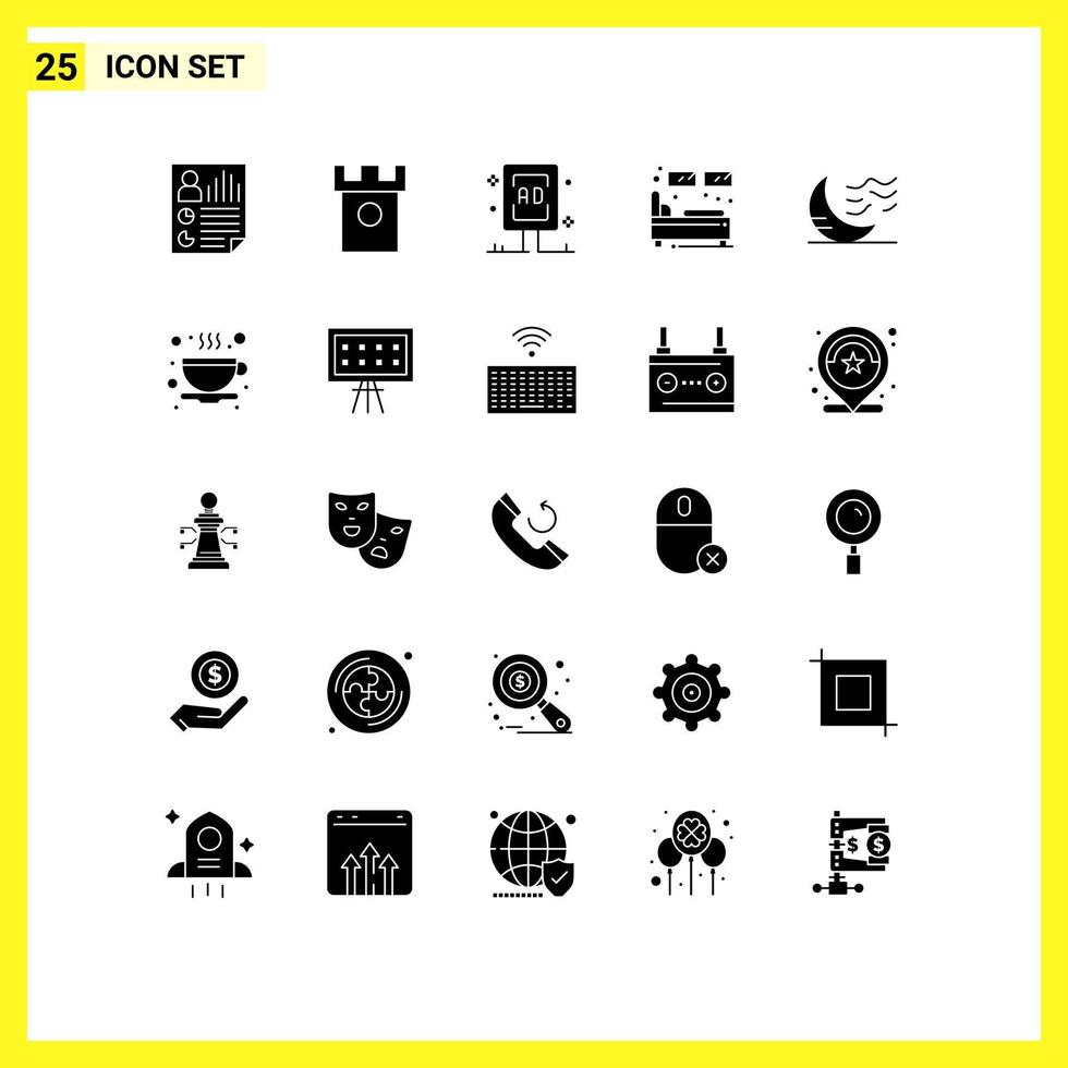 25 kreative Symbole, moderne Zeichen und Symbole von Einzelbetthügeln, kommerziellen Boards, editierbare Vektordesign-Elemente vektor